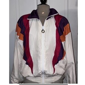 Rare Vintage ELLESSE Womens 100% Silk Windbreaker Bomber Zip Jacket White XS S M